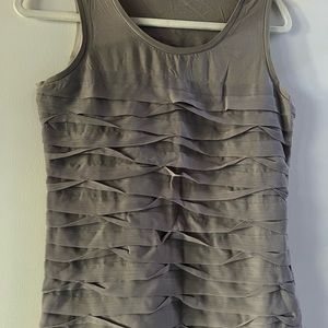 ANN TAYLOR medium grey taupe ruffle sleeveless top. Excellent condition.